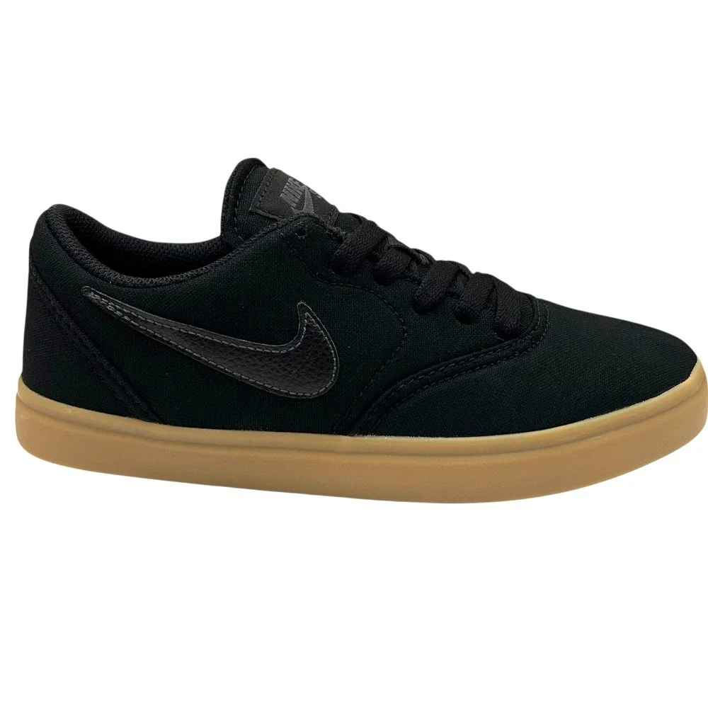 Nike SB Check Youth Boys Skate Canvas Sneakers Size 5Y Black-Tan Lace up Low Top